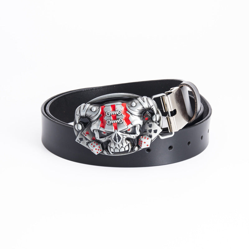 Fashion Simple Skull Shape Leather Belt - Nyaabs