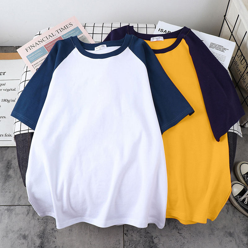 Loose And Thin Solid Color Half Sleeve T-shirt Top - Nyaabs