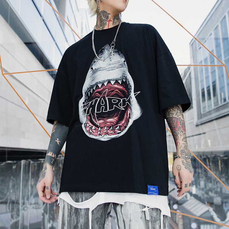 Short-sleeved t-shirt male hip hop half sleeve - Nyaabs