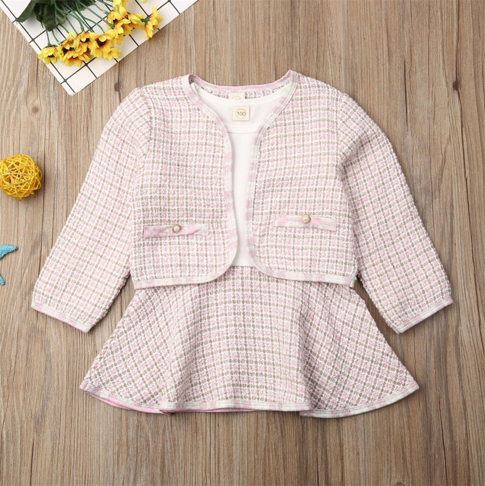 Long-sleeved Dresses Two-piece Children's Baby Small Incense Wind Suit - Nyaabs