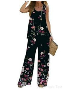 Women's Fashion Printed Casual Vest Trousers Two-piece Suit - Nyaabs