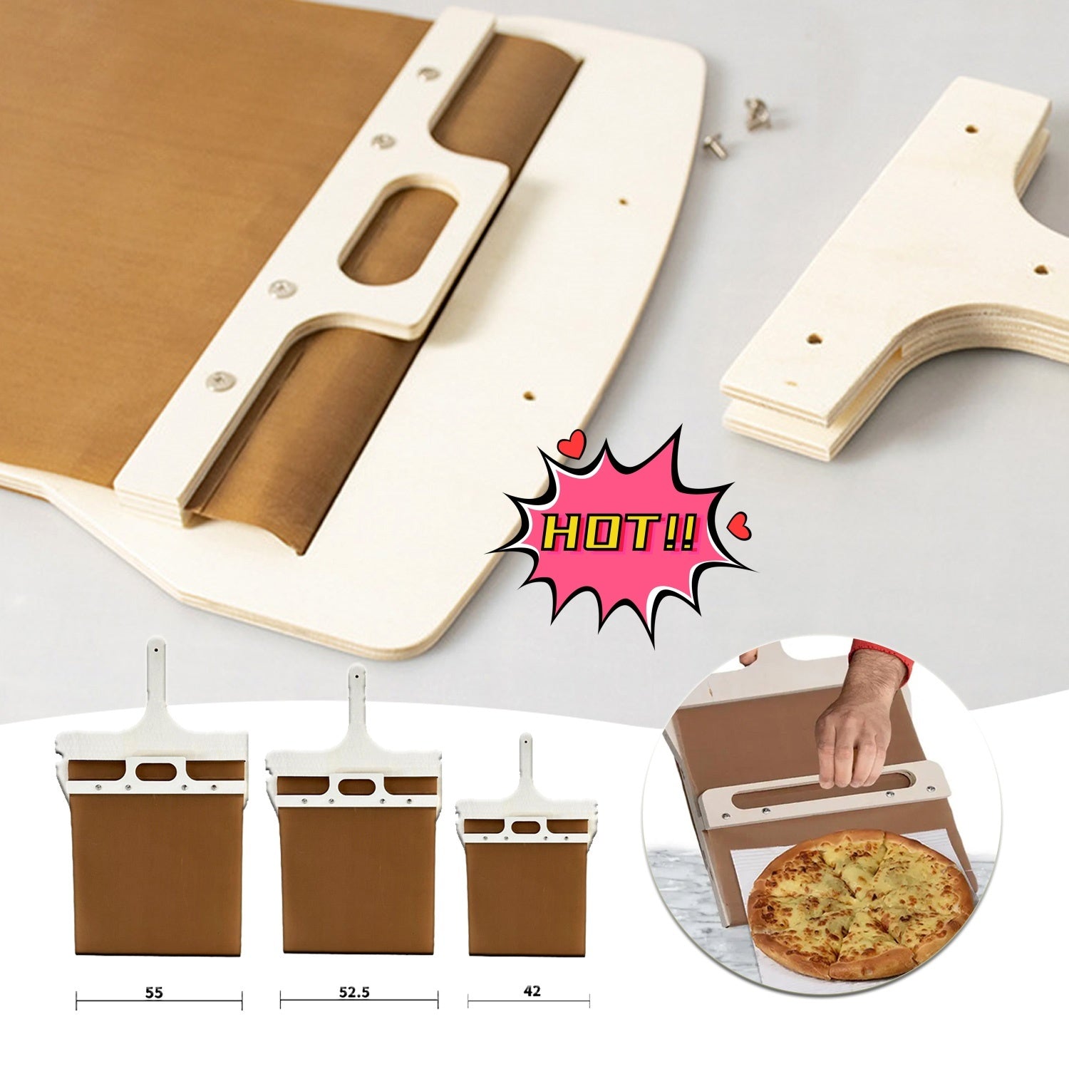 3 Sizes Sliding Pizza Peel Shovel Storage Board Pala Pizza Scorrevole Wooden Handle Transfer Pizza Kitchen Gadgets nyaabs.com