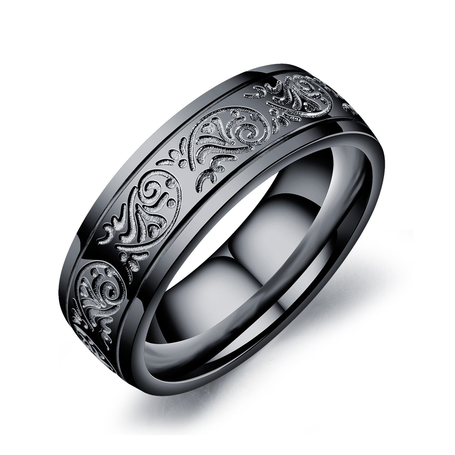 Vintage pattern titanium steel ring men - Nyaabs