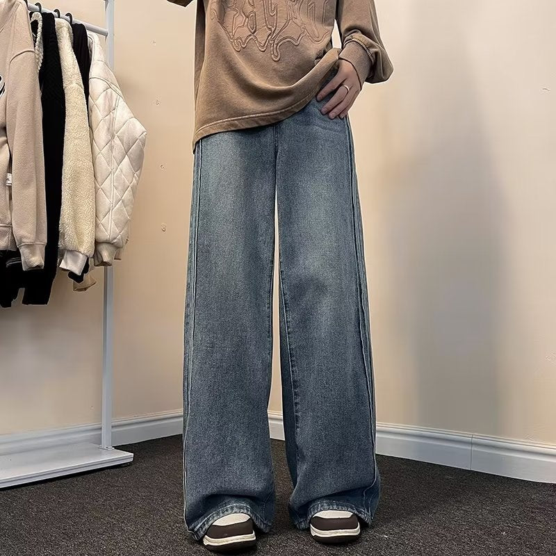 American Retro Distressed Straight Pants Trendy - Nyaabs