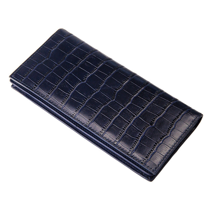 Crocodile Pattern Cowhide Wallet Men's Long Genuine Leather Wallet - Nyaabs