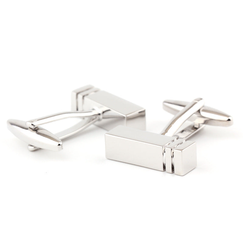 Rectangular Glossy Men And Women Metal Cufflinks - Nyaabs