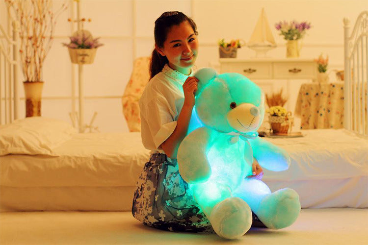 Creative Light Up LED Teddy Bear Stuffed Animals Plush Toy Colorful Glowing Christmas Gift For Kids Pillow - Nyaabs