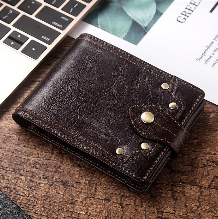 Men's Multi-card Anti-magnetic Real Cowhide Wallet - Nyaabs