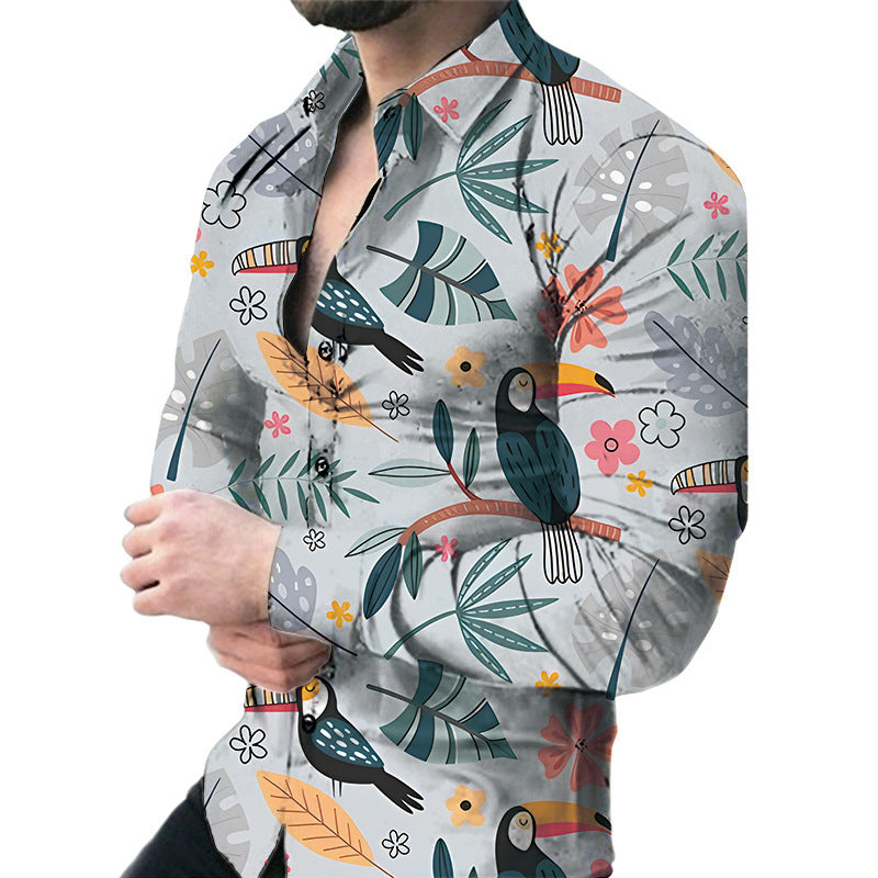 Men's Casual Long Sleeved Large Floral Shirt My Store