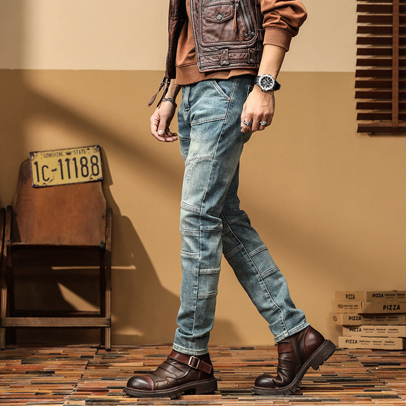 Casual Straight-leg Slim Fit High Quality Stretch Blue Denim Trousers - Nyaabs