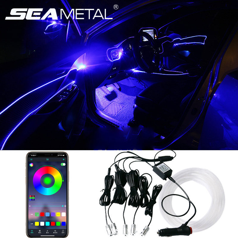 Car Fiber Optic Ambient Light Modified Car Interior Cool Light APP Rhythm Light - Nyaabs