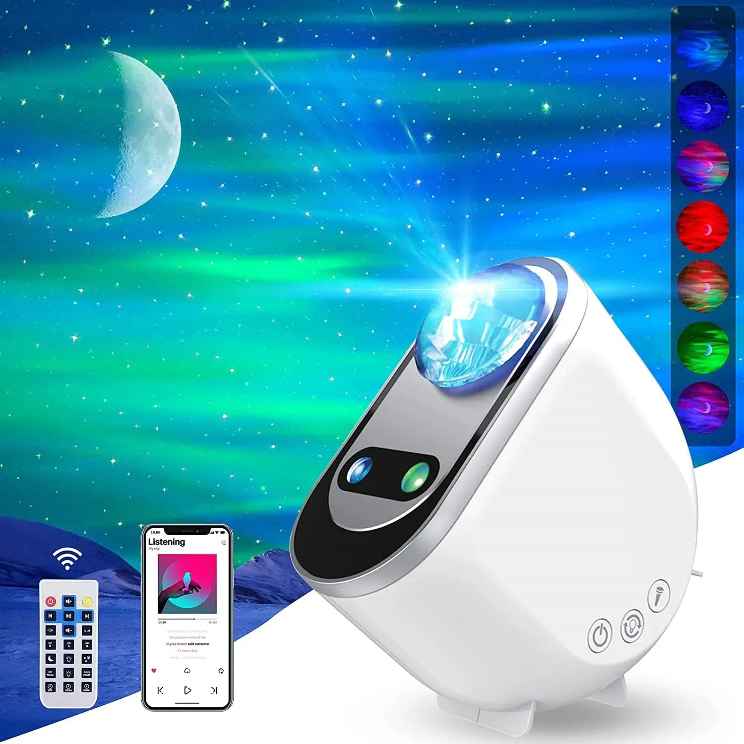 Aurora Borealis Starlight Projectors LED Galaxy Star Atmosphere Galaxy Night Light Home Bedroom Sky Moon Lamp Room Decor Gift - Nyaabs