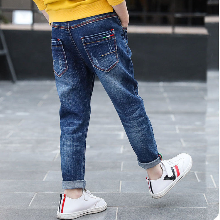 Boys' denim trousers, new style, big children's trousers, spring and autumn children's trousers - Nyaabs