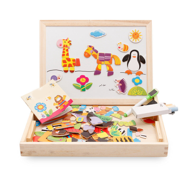 Multifunctional Magnetic Kids Puzzle Drawing Board Educational Toys Learning Wooden Puzzles Toys For Children Gift - Nyaabs