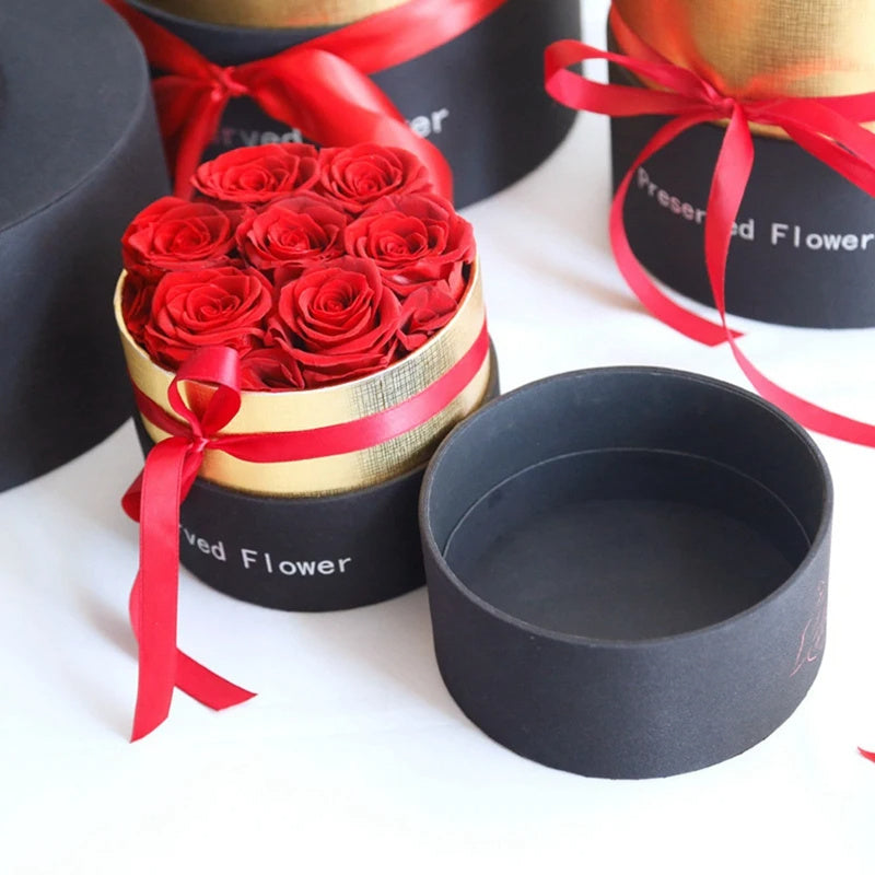 Eternal Roses In Box Preserved Real Rose Flowers With Box Set Valentines Day Gift Romantic Artificial Flowers - Nyaabs