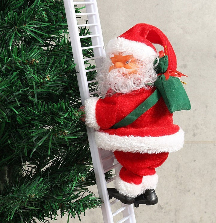 Climbing Ladder Electric Santa Claus Climbing Red Ladder Doll Toy - Nyaabs