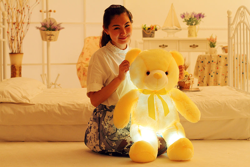 Creative Light Up LED Teddy Bear Stuffed Animals Plush Toy Colorful Glowing Christmas Gift For Kids Pillow - Nyaabs