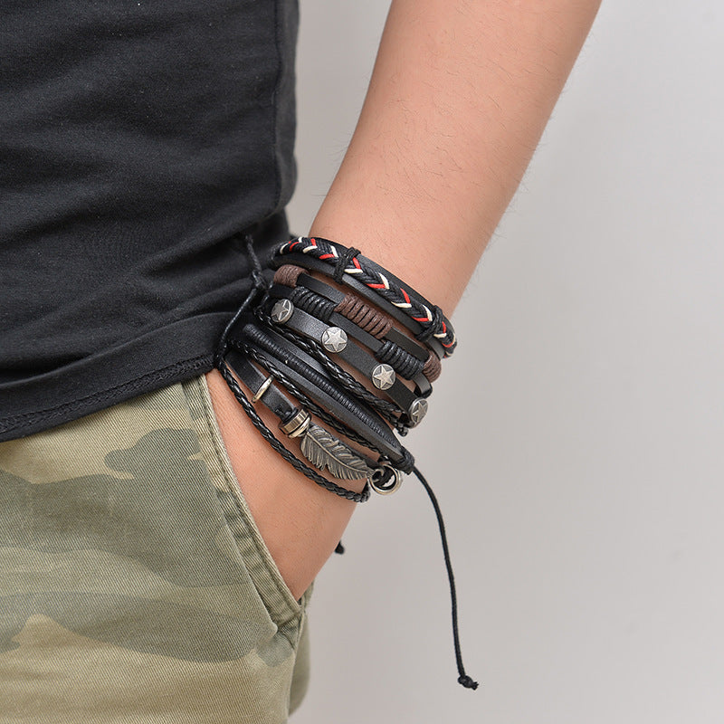 Multilayer Leather Bracelet  For Men - Nyaabs