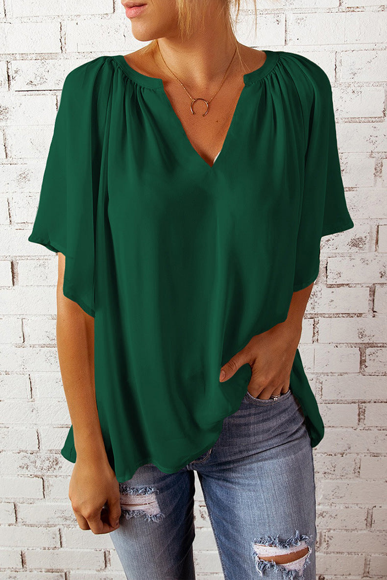 Loose Half Sleeve T-Shirt Pullover Top - Nyaabs