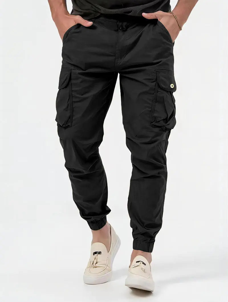 Men's Cargo Trousers With Three-dimensional Pockets Solid Color Casual Pants - Nyaabs