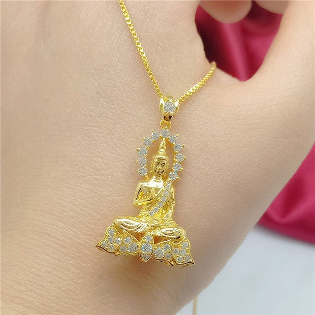 Golden buddha pendant necklace men and women - Nyaabs