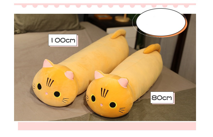 Large Size Cartoon Cat Plush Toys Stuffed Cloth Doll Long Animal Pillow Cushion - Nyaabs