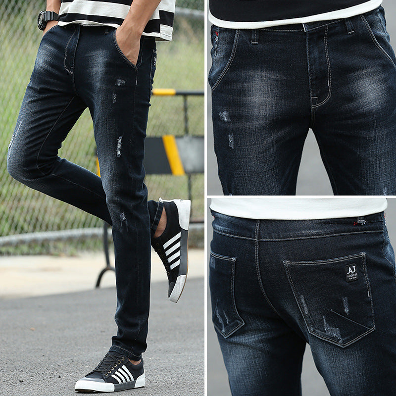 Spring Jeans Male Slim-fitting Ankle-tied - Nyaabs