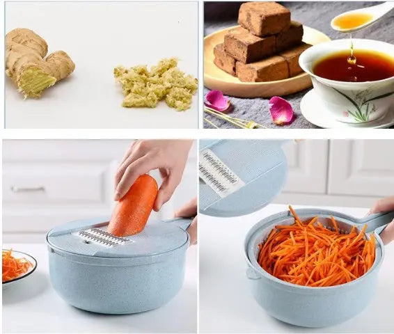 8 In 1 Mandoline Slicer Vegetable Slicer Potato Peeler Carrot Onion Grater With Strainer Vegetable Cutter Kitchen Accessories - Nyaabs