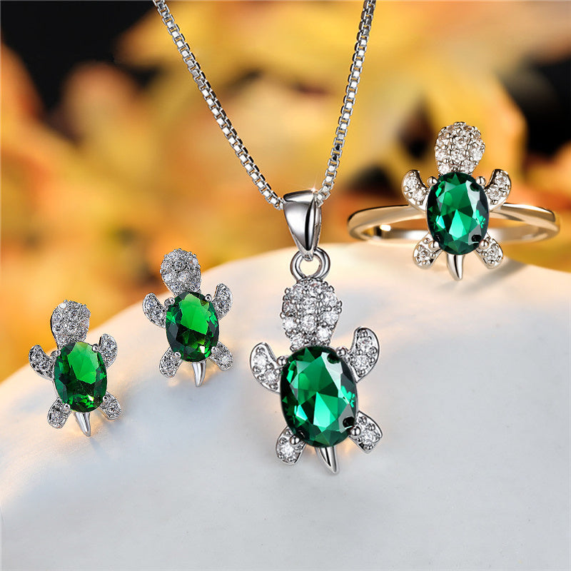 Fashion Oval Zircon Pendant Turtle Shape Necklaces With Rainbow Stone Multicolor Animal Necklace Jewelry For Woman And Children - Nyaabs