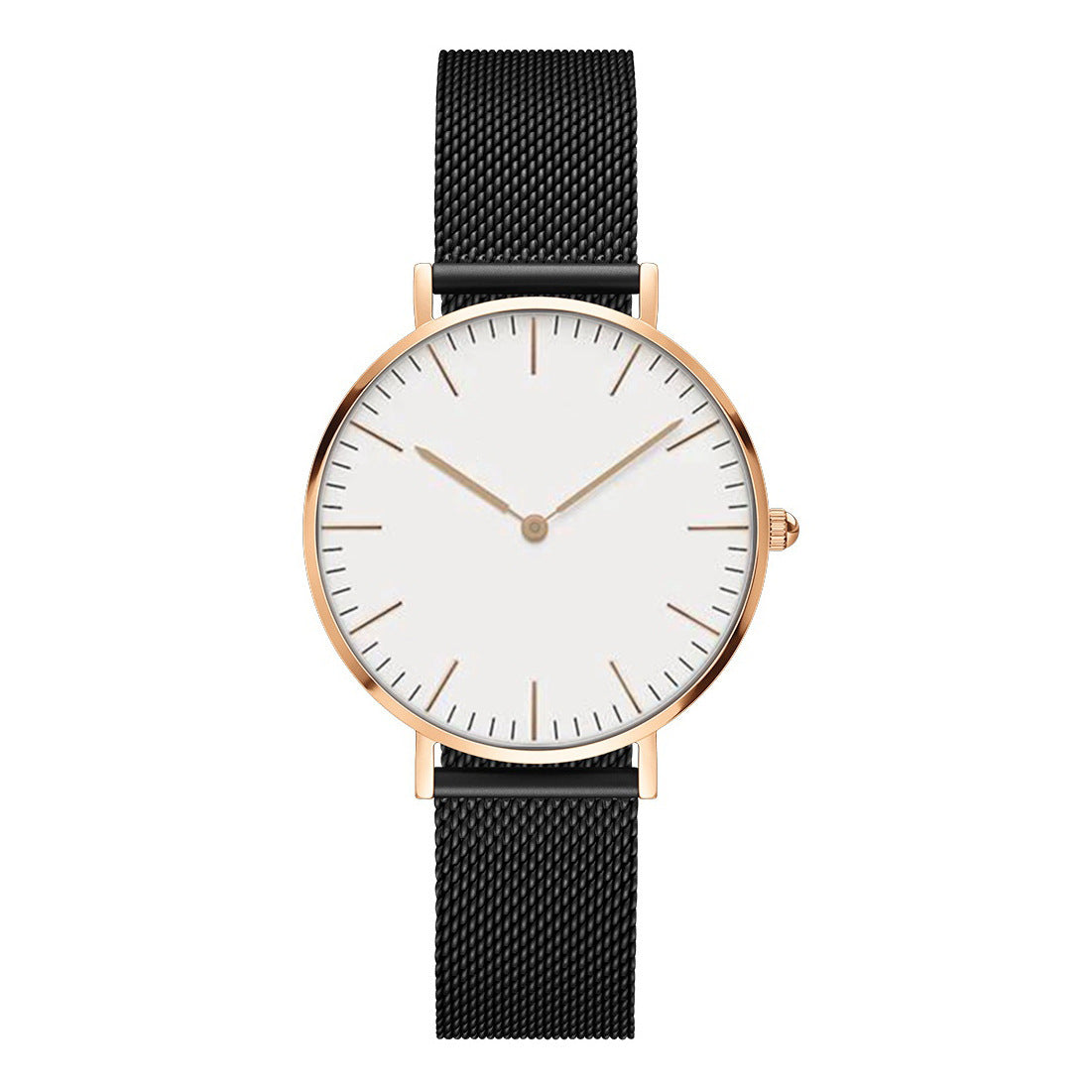 Steel strap watch double needle rose gold ultra-thin quartz men's watch - Nyaabs