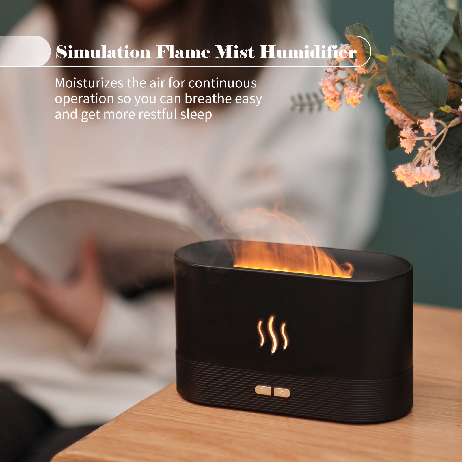 Aroma Diffuser With Flame Light Mist Humidifier Aromatherapy Diffuser With Waterless Auto-Off Protection For Spa Home Yoga Office nyaabs.com