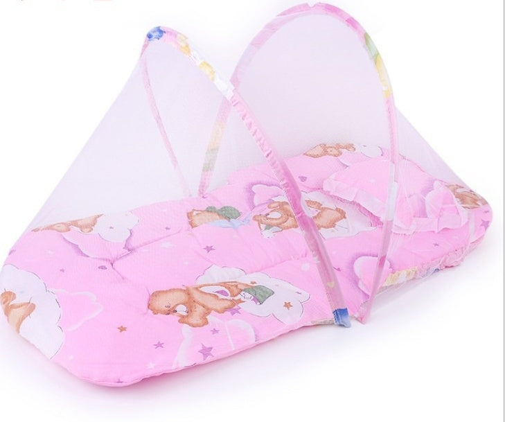 Portable Foldable Baby Kids Infant Bed Dot Zipper Mosquito Net Tent Sleeping Cushion - Nyaabs