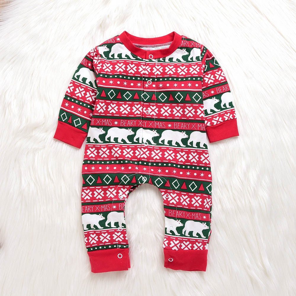 Infant Baby Boys Girls Christmas Santa XMAS Letter Plaid Romper Jumpsuit Outfits baby clothes winter clothe - Nyaabs