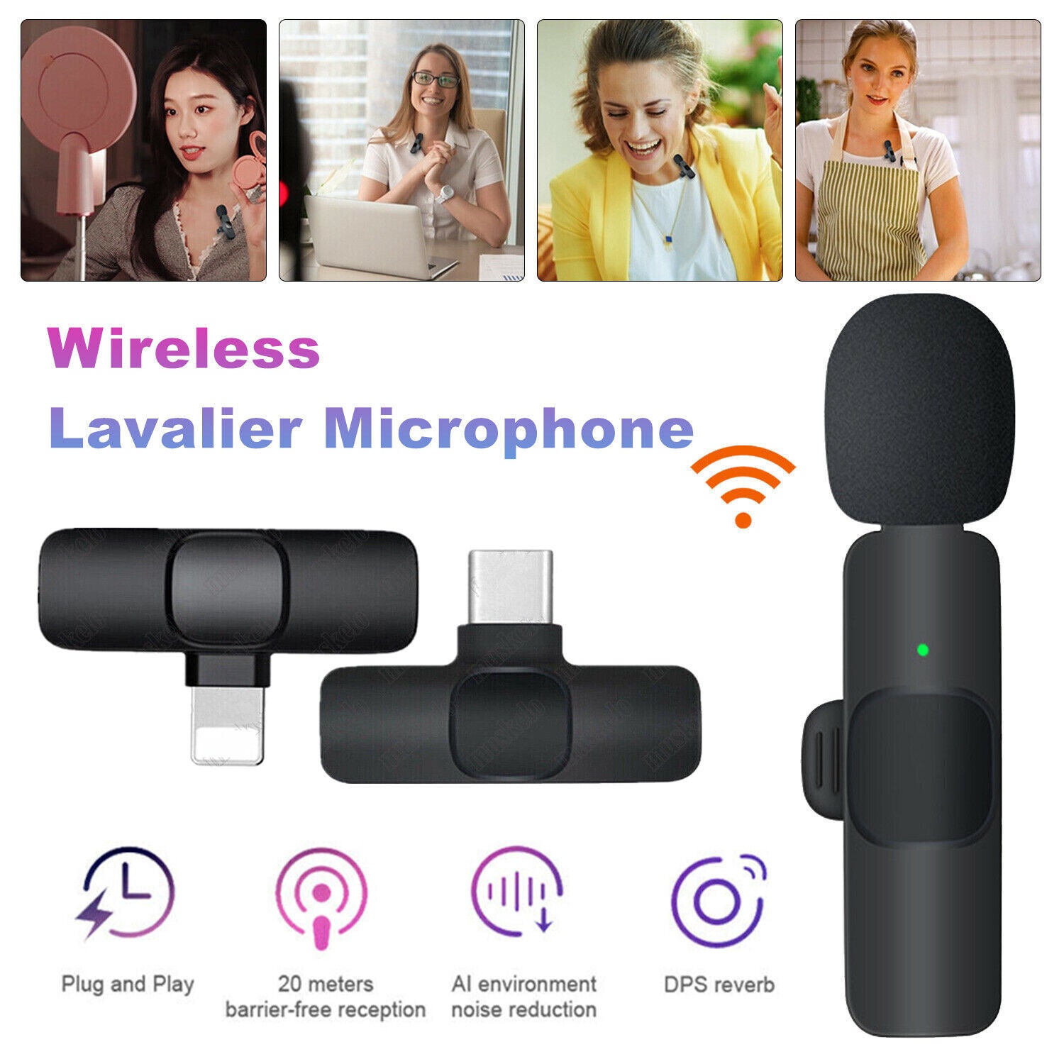 Lavalier Mini Microphone Wireless Audio Video Recording With Phone Charging  Wireless Lavalier Microphone Broadcast Lapel Microphones Set Short Video Recording Chargeable Handheld Microphone Live Stre - Nyaabs