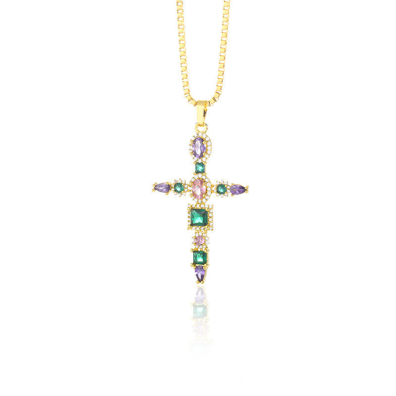 Zircon Cross Necklace For Men And Women - Nyaabs