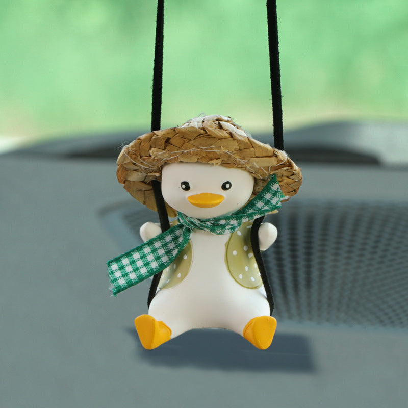 Car Pendant Cute Anime Little Duck Swing Auto Rearview Mirror Hanging Ornaments Interior Decoraction Accessories For Girls Gifts - Nyaabs