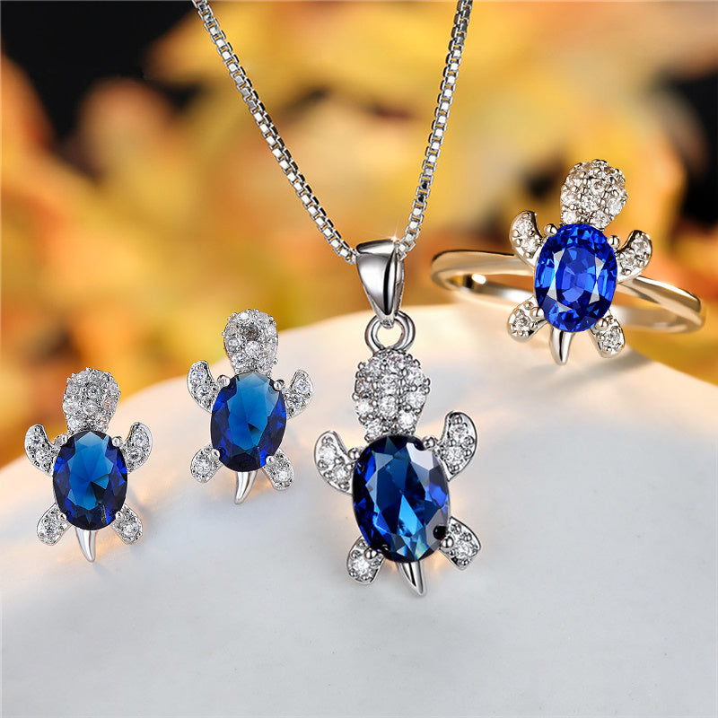 Fashion Oval Zircon Pendant Turtle Shape Necklaces With Rainbow Stone Multicolor Animal Necklace Jewelry For Woman And Children - Nyaabs