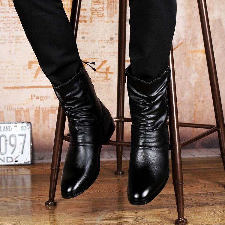 British Fashion Leather Pointed Men's Boots - Nyaabs