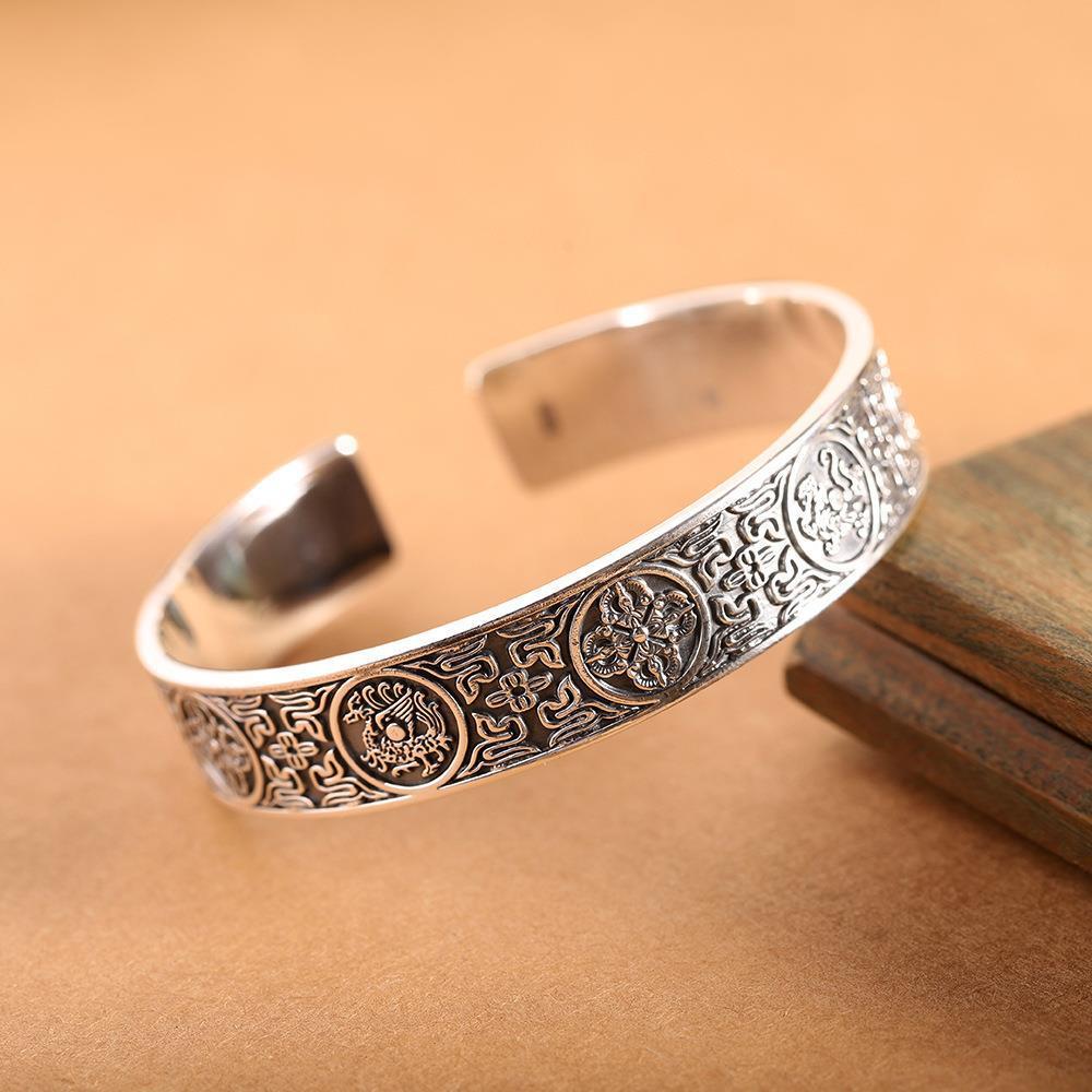 Simple 999 Sterling Silver Bracelet Wide Men - Nyaabs