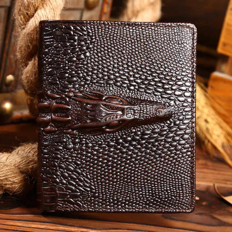 Men's Oil Wax Leather Long Wallet Grain Leather Casual - Nyaabs