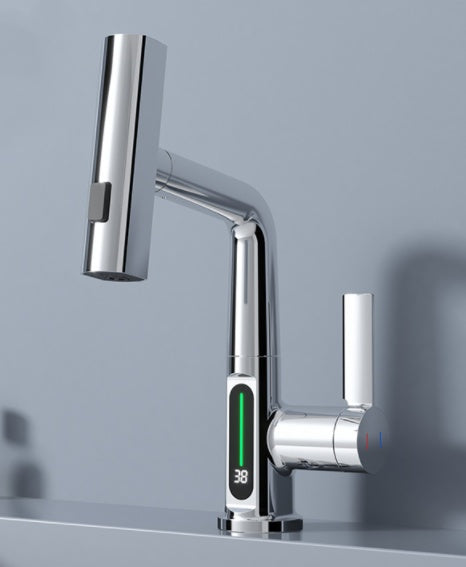 Intelligent Digital Display Faucet Pull-out Basin Faucet Temperature Digital Display Rotation nyaabs.com