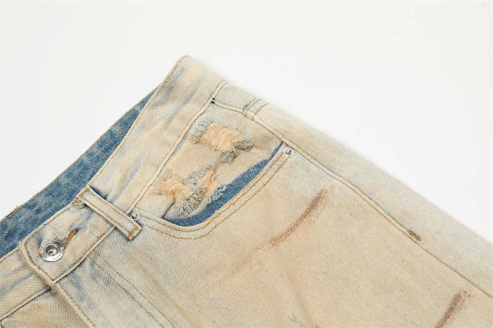 Ripped Denim Trousers Men's Trendy Special-interest Design - Nyaabs