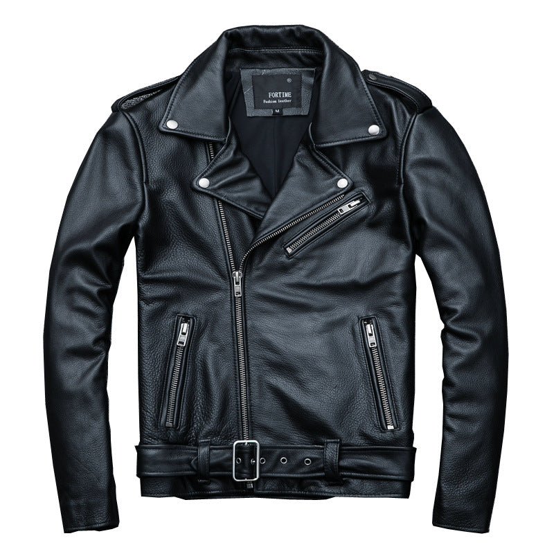 Pure Cowhide Biker's Leather Jacket nyaabs.com