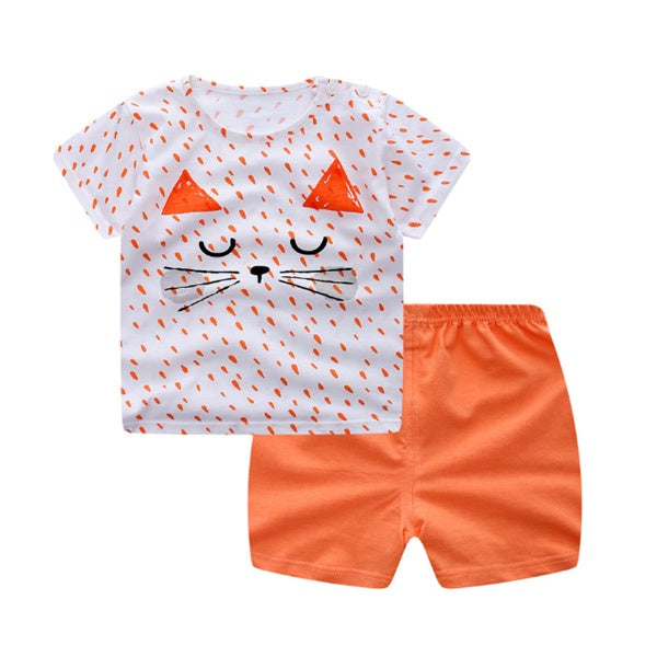 Cartoon Clothing Baby Boy Summer Clothes T-shirt Baby Girl Casual Clothing Sets - Nyaabs