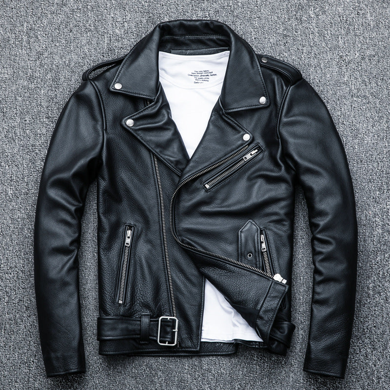 Pure Cowhide Biker's Leather Jacket nyaabs.com