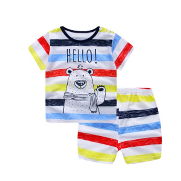 Cartoon Clothing Baby Boy Summer Clothes T-shirt Baby Girl Casual Clothing Sets - Nyaabs