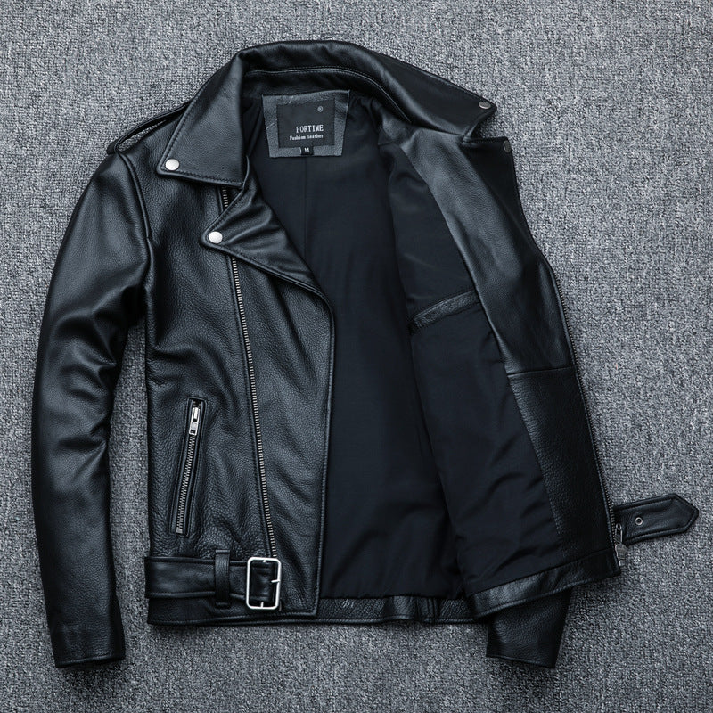 Pure Cowhide Biker's Leather Jacket nyaabs.com