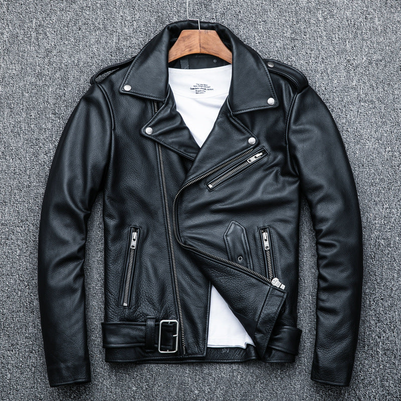 Pure Cowhide Biker's Leather Jacket nyaabs.com