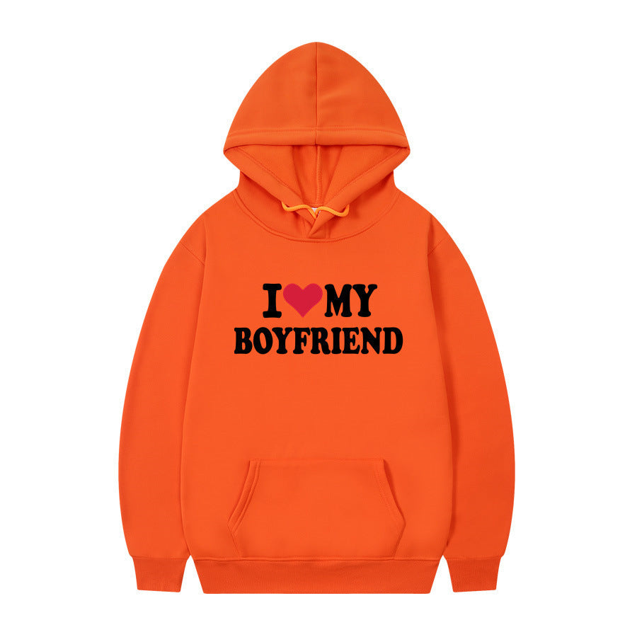 I Love My Boyfriend Print Hoodie Sweatshirt Pullover - Nyaabs