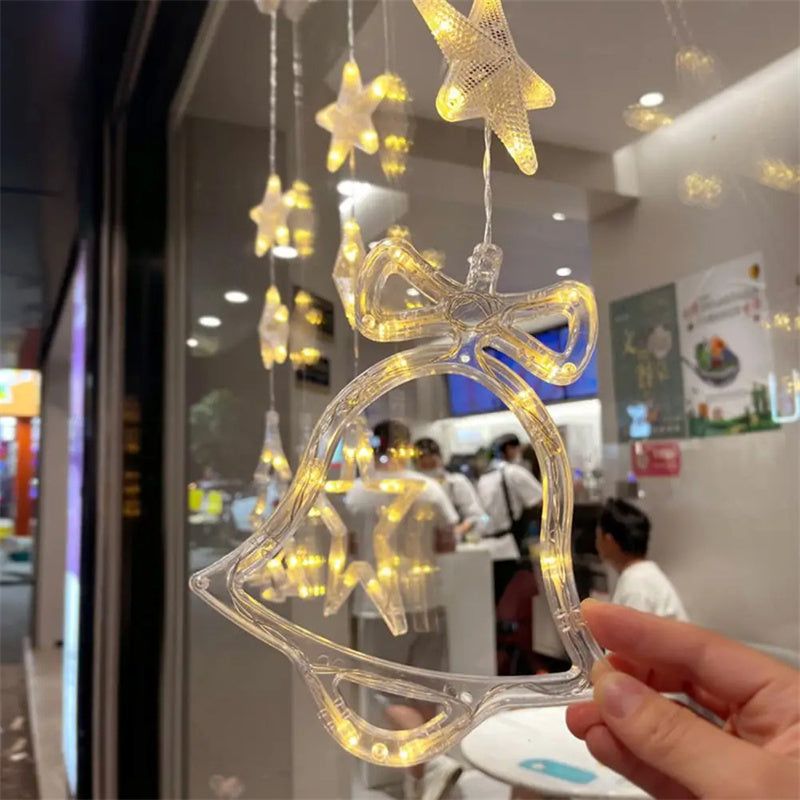 Christmas 3pcs LED Light Star Xmas Tree Hanging Sucker Lamp Window Ornaments Decoration For Home Xmas Navidad New Year Decor Christmas Decorations - Nyaabs